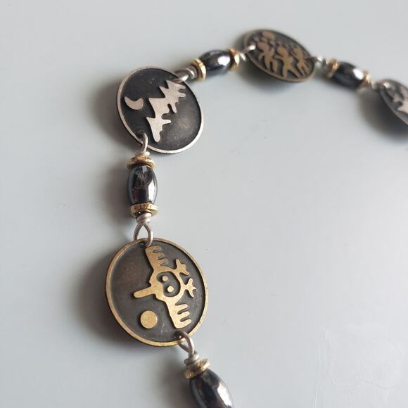 Sterling Silver & Brass Eagle Mountains Star Bracelet Handmade - Picture 2 of 4